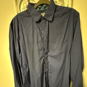 Robert Graham mens blue and white polkadot botton down shirt size XL